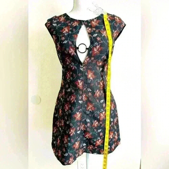 Free People Say Yes Floral Jacquard Textured Knit Mini Dress Size 4 - Picture 8 of 11